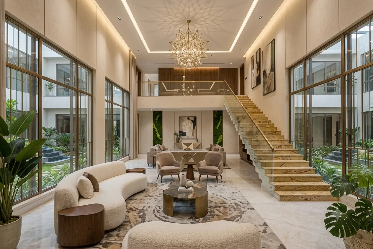 RK Interior Work — About Us hero showcasing luxury interior craftsmanship in Jaipur